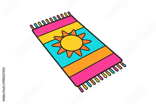 Colorful Beach Towel With Sun
