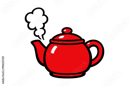 Red Teapot With Steam