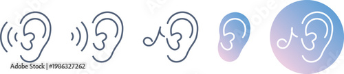 音を聞く耳の穴がハートになったマークのアイコンセット