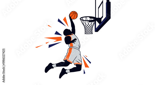 Basketball Player Dunking Silhouette