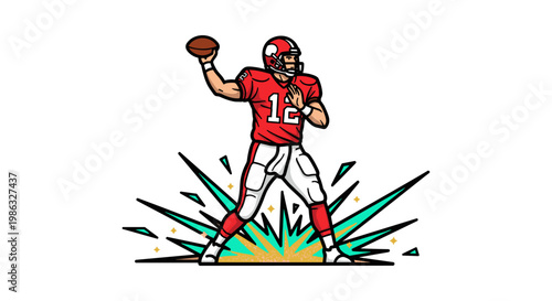 Football Quarterback Throwing Pass