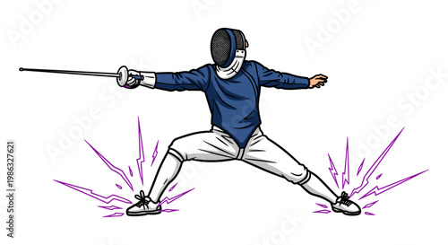 Fencer in Attack Pose