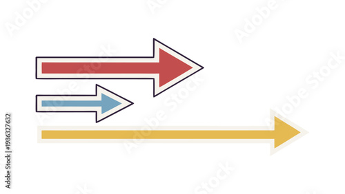Set of Three Colorful Graphic Arrow Icons Pointing Right