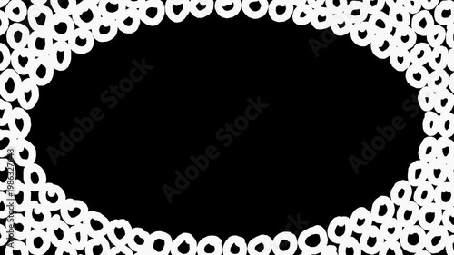 Wiggly hand-drawn circles oval shape frame on transparent background