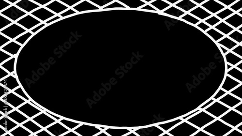 Wiggly hand-drawn crisscross lines oval shape frame on transparent background