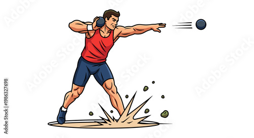 Shot Put Athlete Throwing Ball