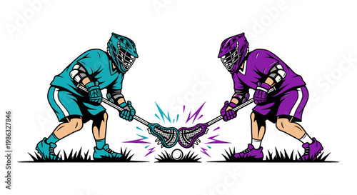 Lacrosse Players Competing For Ball