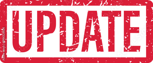 Grungy red update rubber stamp.
