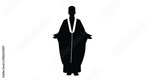 Silhouette of a man in traditional ceremonial robes or religious gown