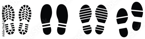 Footprint icon vector, human step trace symbol, walking path and movement direction concept, travel journey tracking and adventure navigation sign