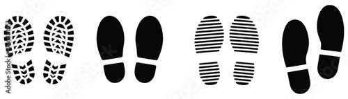 Footprint icon vector, human step trace symbol, walking path and movement direction concept, travel journey tracking and adventure navigation sign