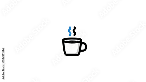 Minimalist vector icon of a hot coffee cup with steam rising. Simple graphic illustration for web design, apps, or UI/UX.