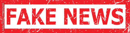 Fake news concept with red stamp.