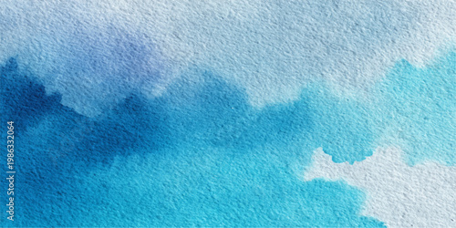 Watercolor sky illustration, evoking a sense of tranquility and artistic expression, featuring blended shades of blue and white, which creates a mesmerizing atmosphere.