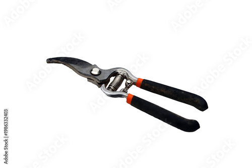 Heavy duty garden pruning shears with spring mechanism and black handles