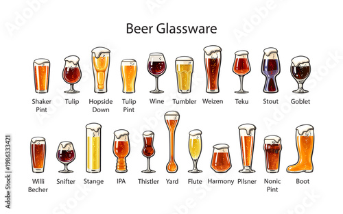 Hand drawn set of beer glasses.