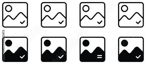 Image gallery icon set image picture symbol add image or picture icon set photo album icon image download and upload icons image delete sign, media management and photo storage interface
