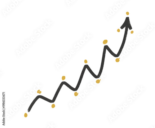 Abstract Hand Drawn Upward Growth Arrow Business Success Chart