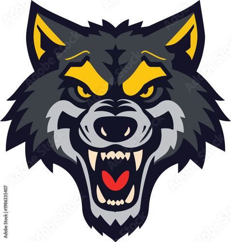  Powerful Timber Wolf Head Mascot Emblem for Athletic Apparel