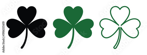 Leaf clover icon green floral symbol shamrock icon green clover icon, lucky charm nature plant symbol, fortune and prosperity concept vector