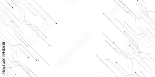 Abstract technology background with grey circuit lines, digital network connection pattern, minimalist high-tech vector illustration for web headers