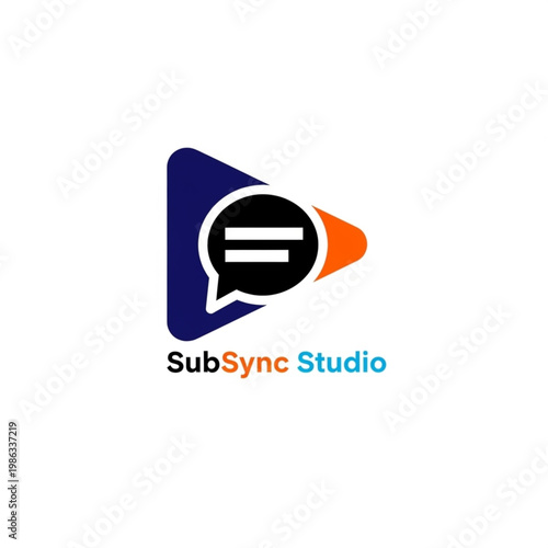 SubSync Studio logo design featuring a play button icon combined with a speech bubble