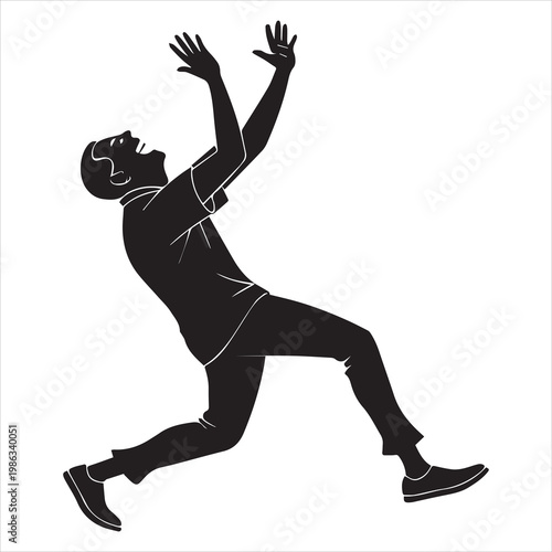 laughing human figure silhouette with raised hands joyful expressive pose