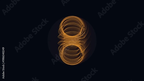 Abstract Orange Glowing Rings Forming Infinity on Dark Background