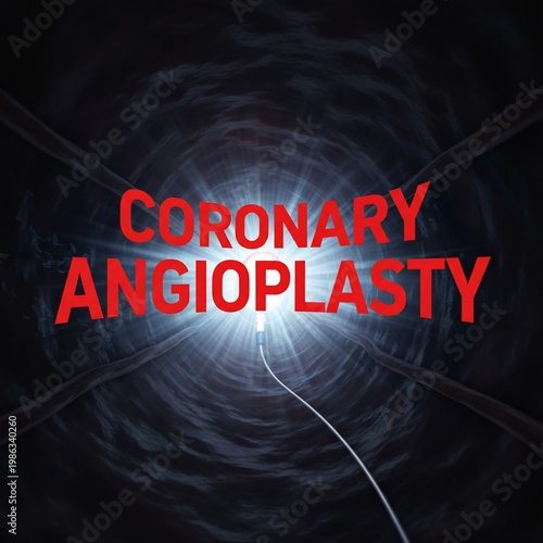 Coronary Angioplasty Medical Procedure with Catheter and Light Effect.