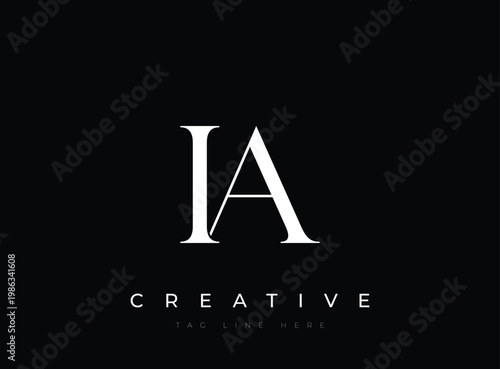 White letter IA creative logo on solid black background