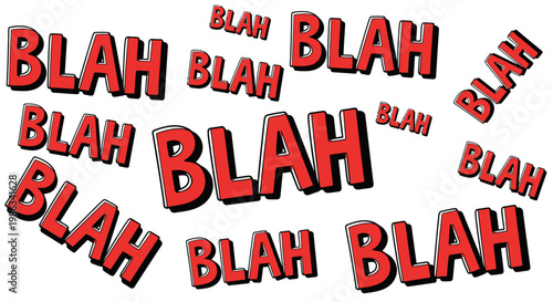 A stylized illustration of the word Blah.