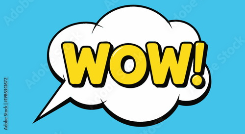 Cartoon speech bubble with wow text.