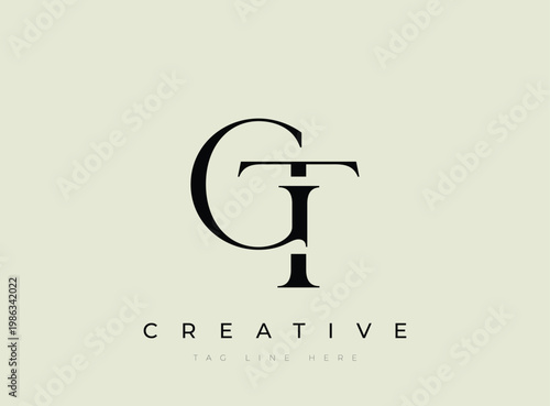 Letter Gt creative logo template with tag line space