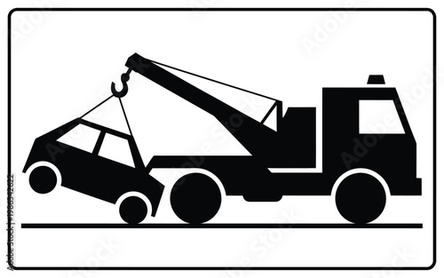 No parking road vector signs tow car away icons warning traffic sign, vehicle restriction and towing zone concept, urban traffic control and road safety regulation symbol vector