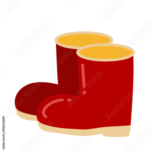 シンプルな赤い長靴のイラスト素材/Simple illustration of red rain boots