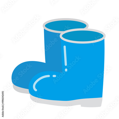 シンプルな青い長靴のイラスト素材/Simple illustration of blue rain boots