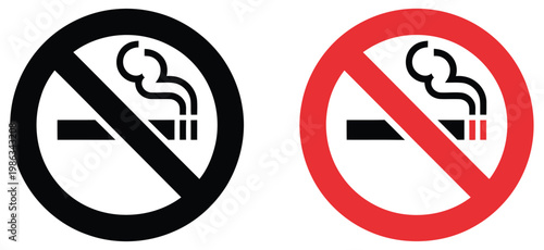 No smoking signs isolated do not smoke, cigarette prohibition symbol set, tobacco free area warning and health safety regulation concept vector