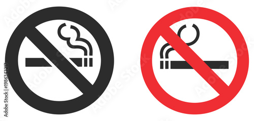 No smoking signs isolated do not smoke, cigarette prohibition symbol set, tobacco free area warning and health safety regulation concept vector