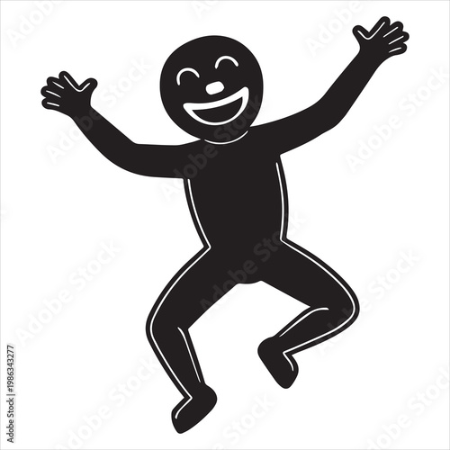 happy laughing person silhouette celebrating with arms raised in excitement