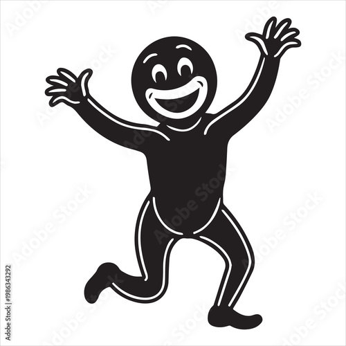 happy laughing person silhouette celebrating with arms raised in excitement