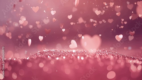 言葉を中心にハートが周回する重力の比喩で愛を描いたきらめき背景