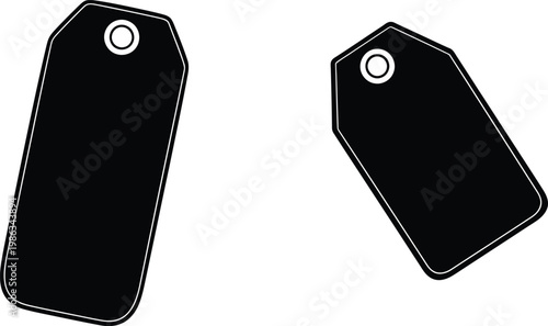 Black tag icon set minimalist vector graphics for design and branding projects