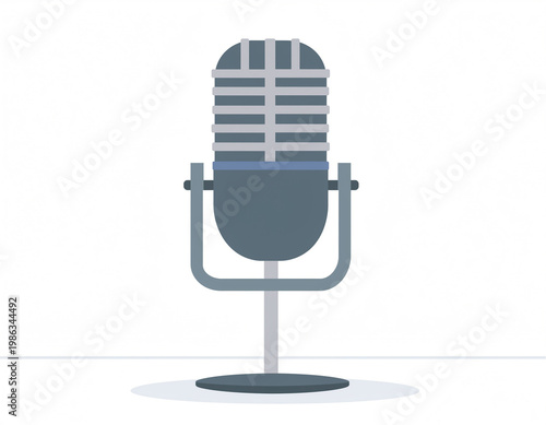 Classic Retro-Style Microphone Icon for Audio Recording, Podcasting, Broadcasting, and Live Event Performances. Vintage Studio Equipment for Sound Production