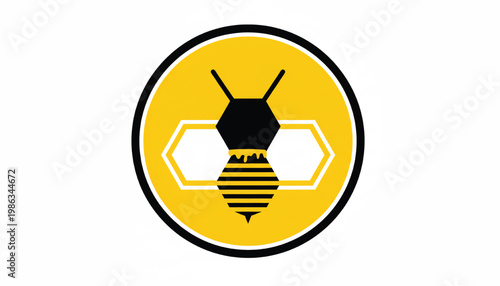Robotics chip icon with yellow hexagon background and black circuitry antenna elements for technology and AI branding