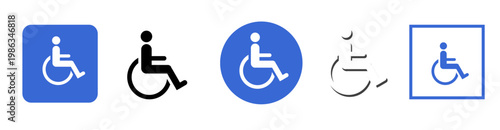 Banner Wheelchair icon set. Handicapped, accessible, impairment, mobility, handicap. Disabled symbol on white background vector graphic transparent design.