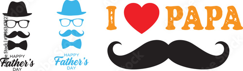 Happy father's day celebrating dad with fun icons typography