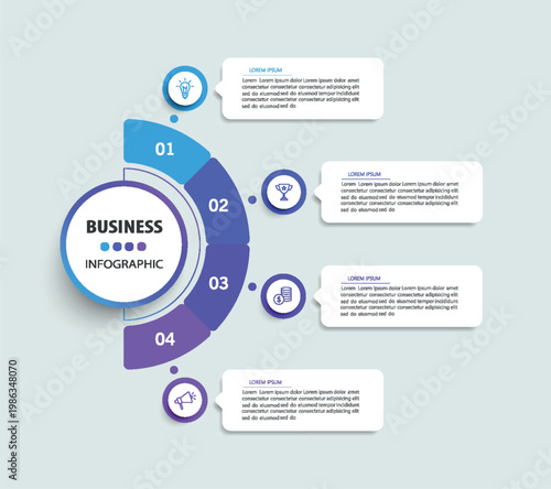 Infographic design template with 4 options, steps or processes	