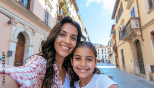 Mother and Daughter Taking Selfie on European Vacation for Mother's Day 2026
