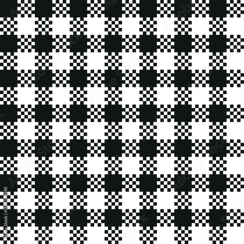 Black White Gingham Pixel Check Pattern Seamless Background