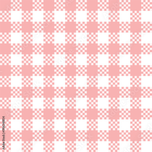 Classic Pink White Gingham Checkerboard Seamless Pattern